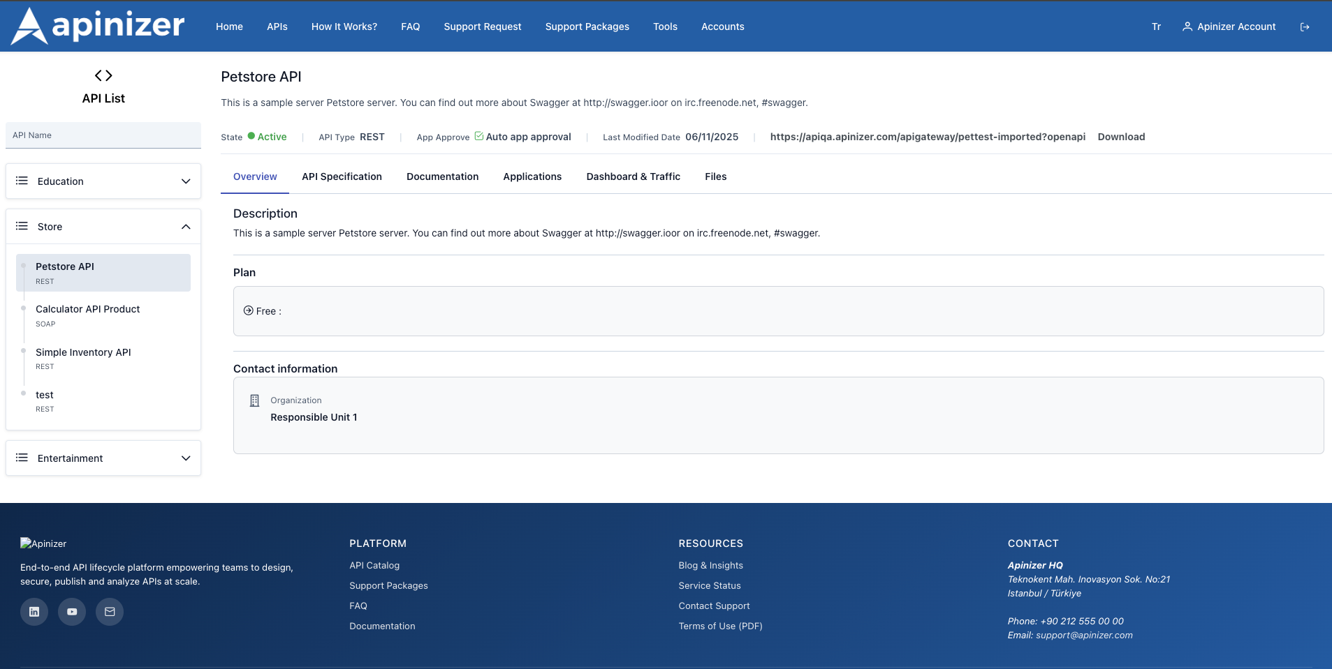 API Product Portal Detail Page