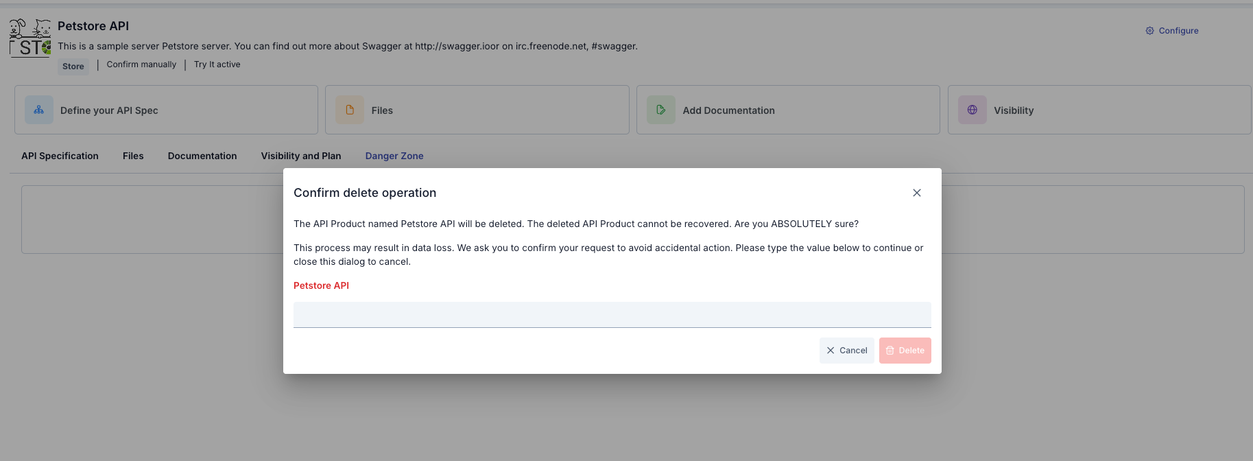 API Product Deletion