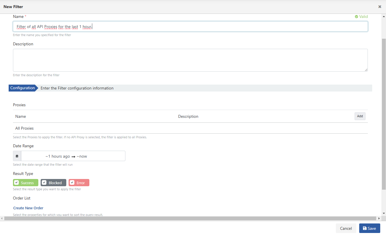 Filtre Oluşturma Ekranı