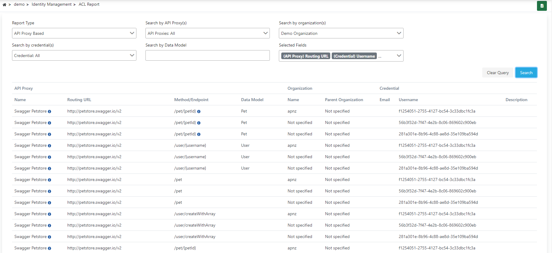 Organization/Credential-Based Query