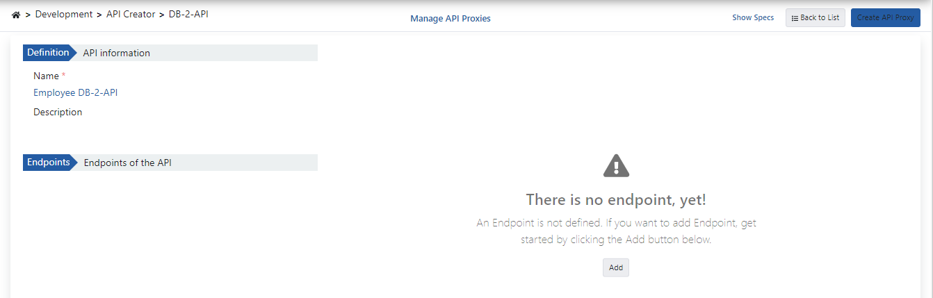 DB-2-API Oluşturuldu