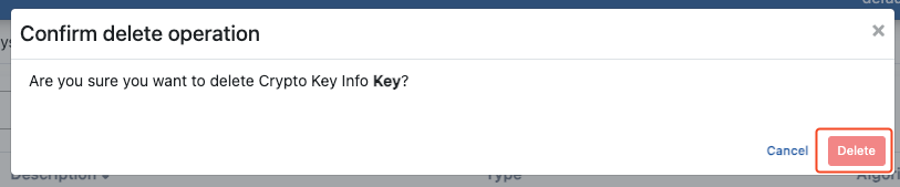 Key Deletion Confirmation
