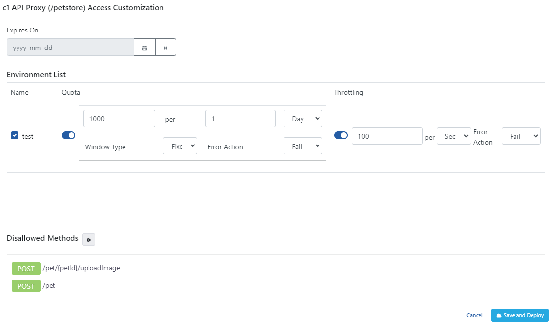 API Proxy-Based Special Settings