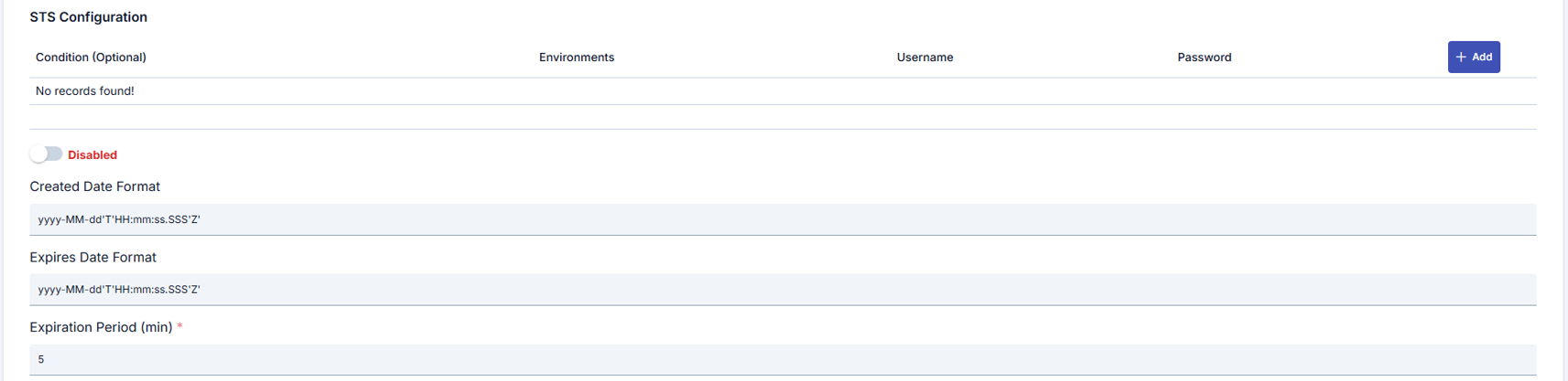 WS Security Token Policy Detail