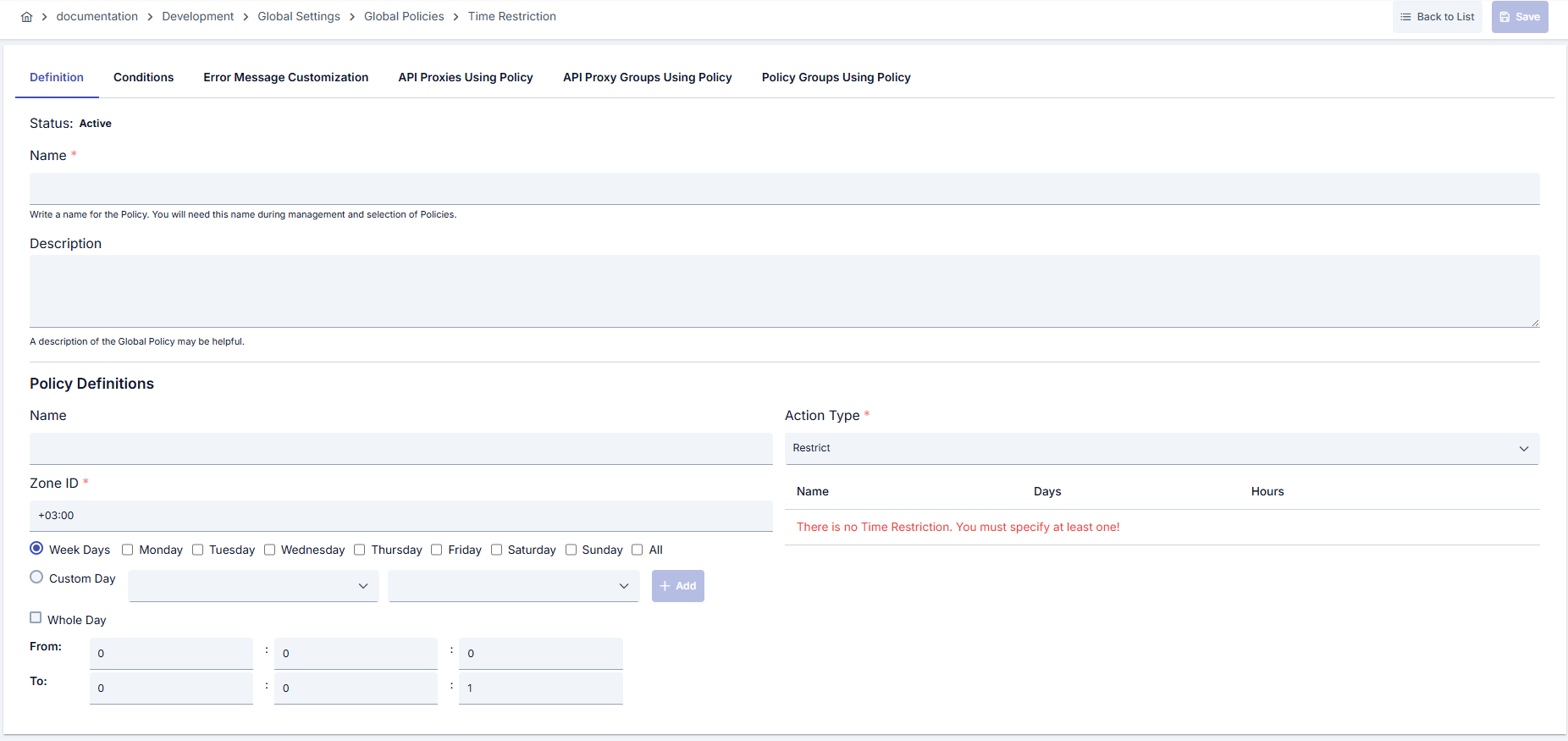 Time Restriction Policy