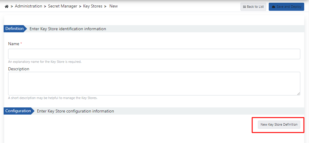 Key Store Tanımı Oluşturma