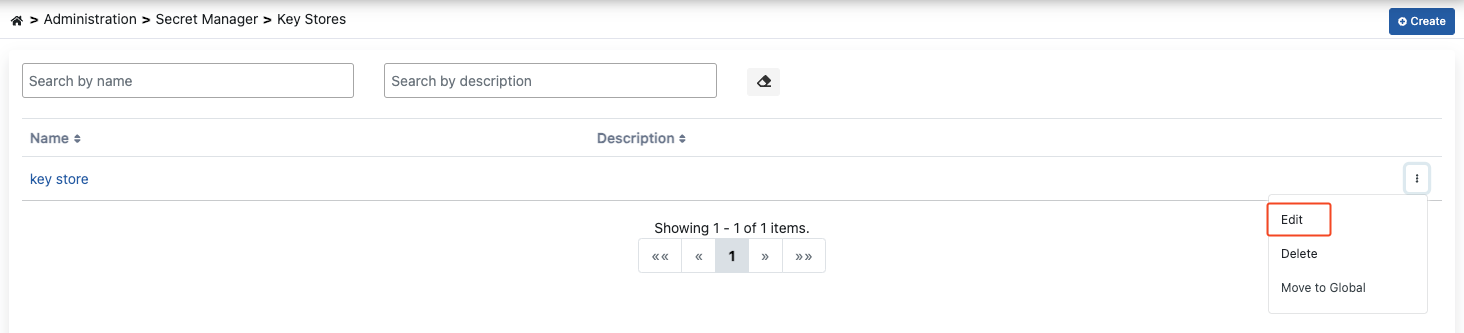 Key Store Editing Page