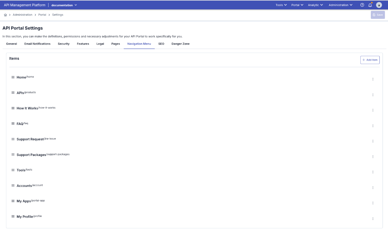 Navigation Menu Management
