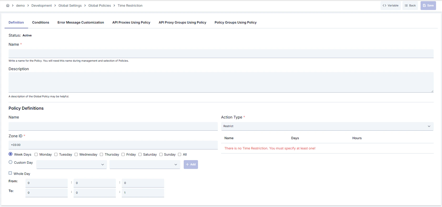 Time Restriction Policy