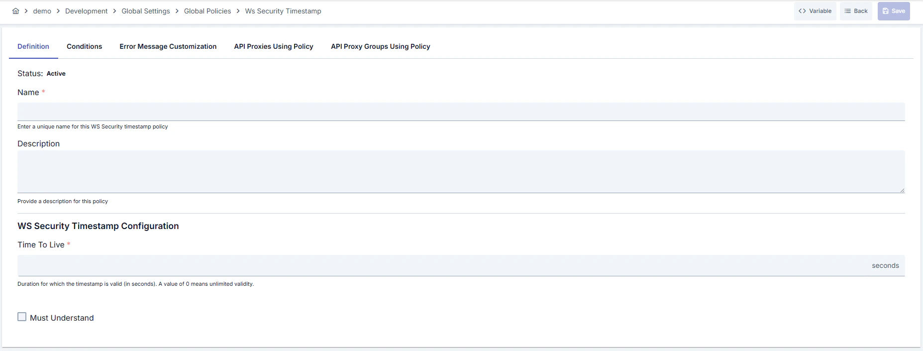 WS Security Timestamp Policy