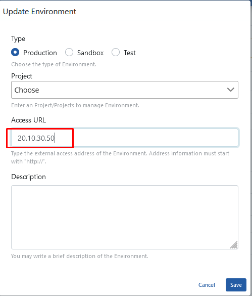 Environment Access URL