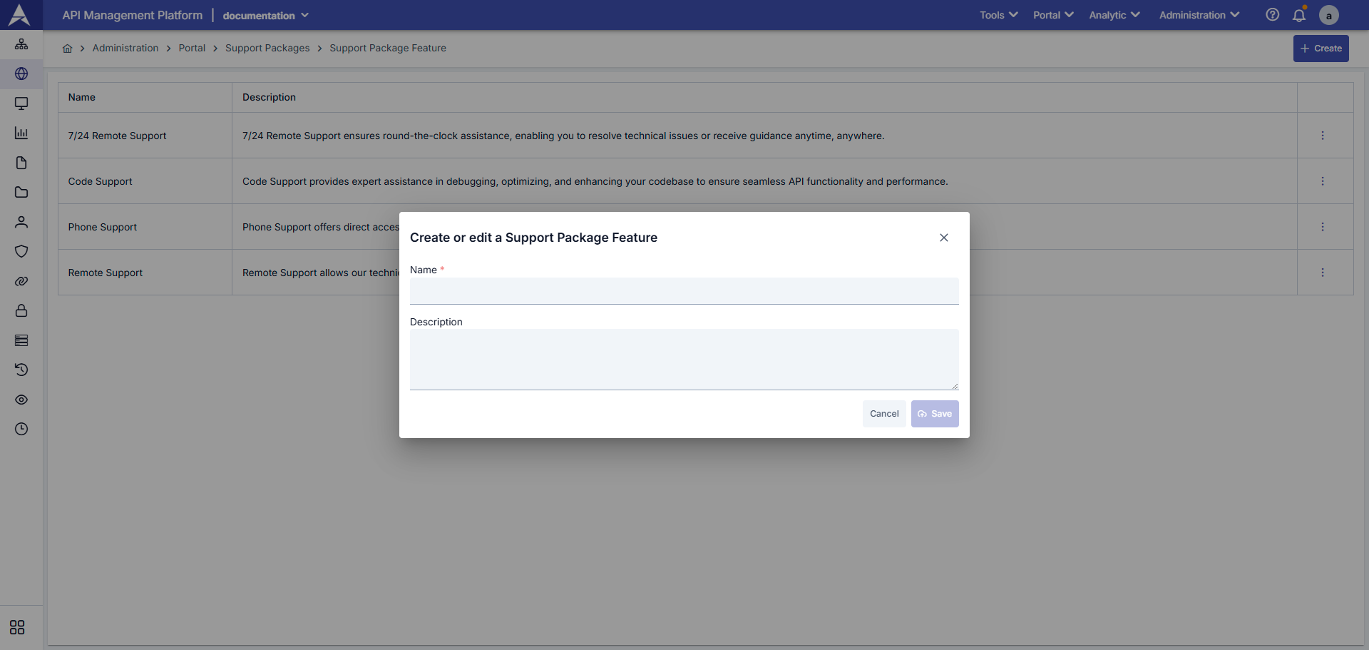 Support Package Content Creation Form