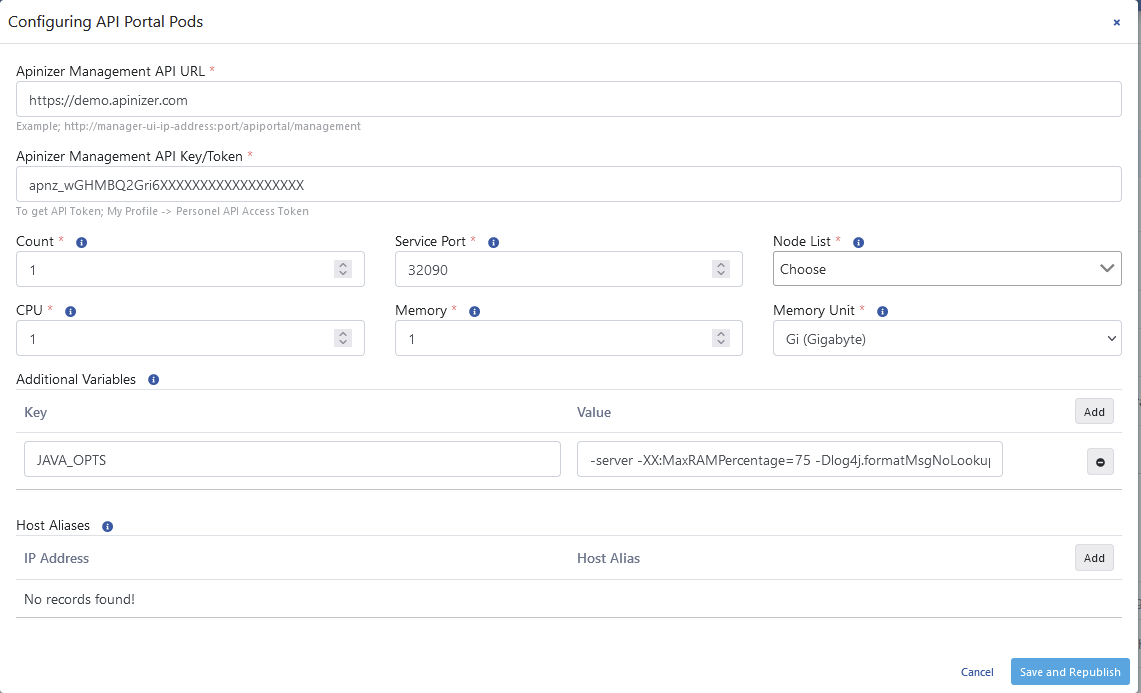 Deployment Yapılandırma Ekranı