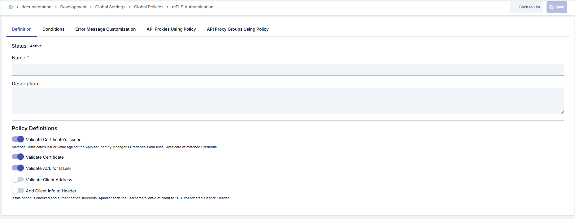 mTLS Kimlik Doğrulama Politikası