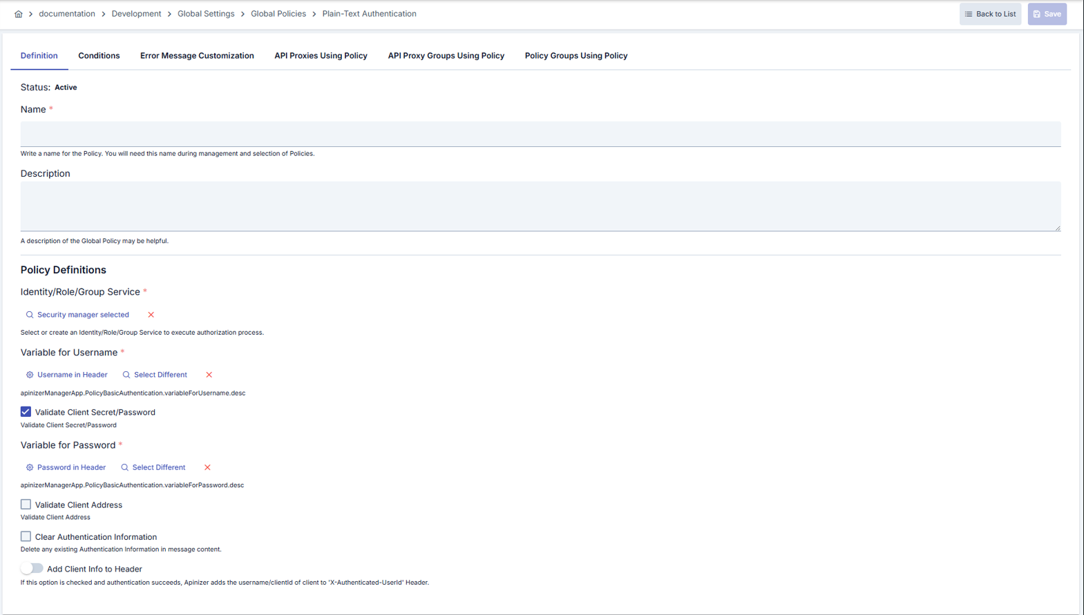 Plain Text Authentication Politikası