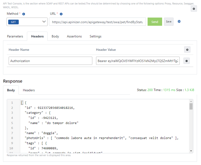 Sending Request with ACL JWT Token