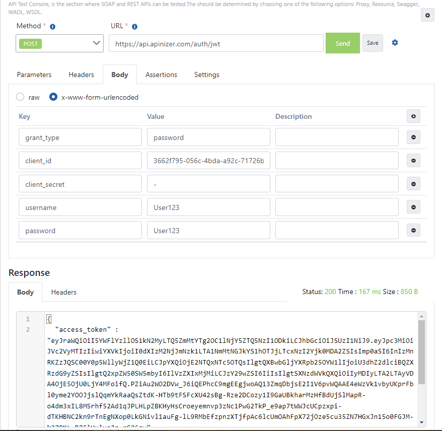 JWT Password Token Request