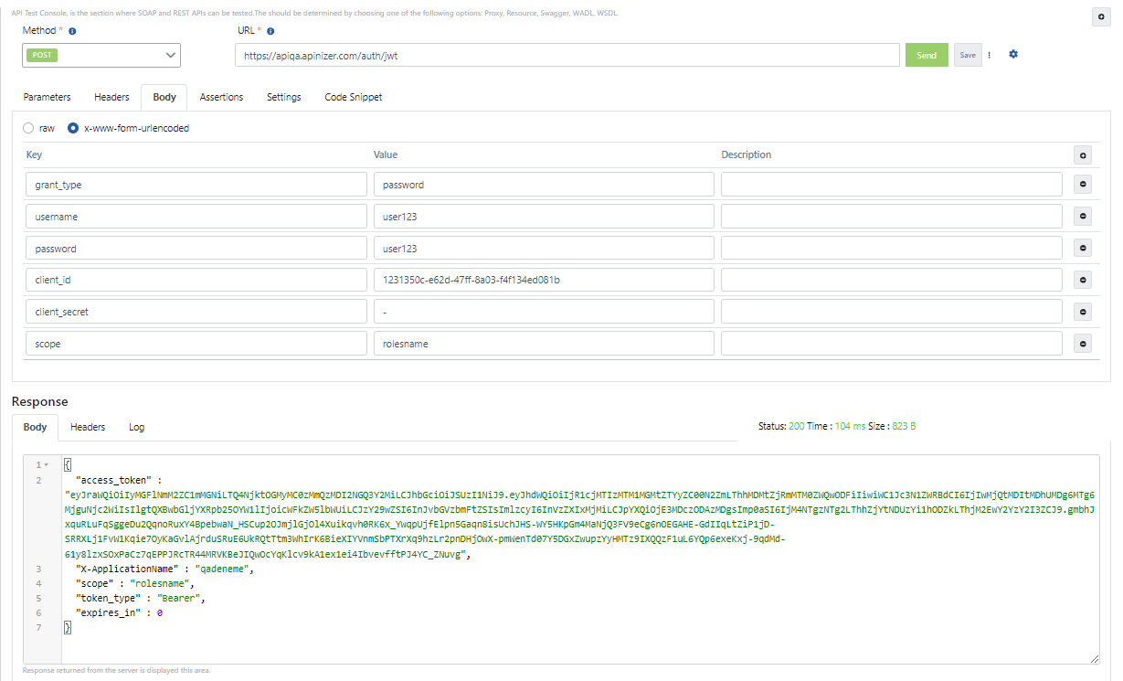 Password Token Request with Scope