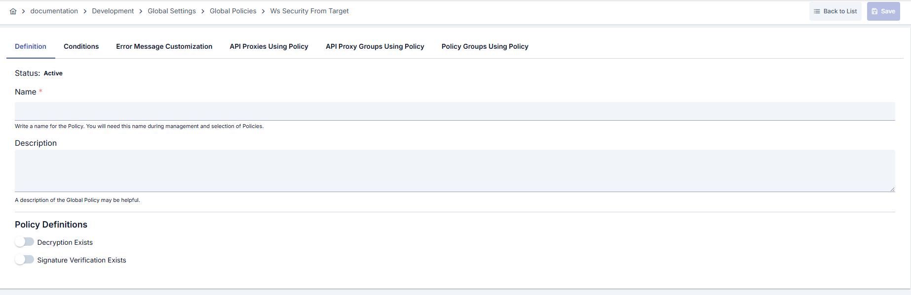 WS Güvenliği Hedeften Politikası