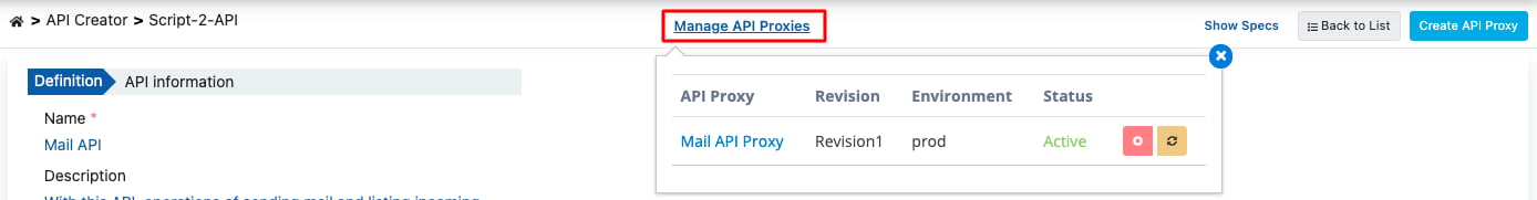 API Proxy'leri Yönet