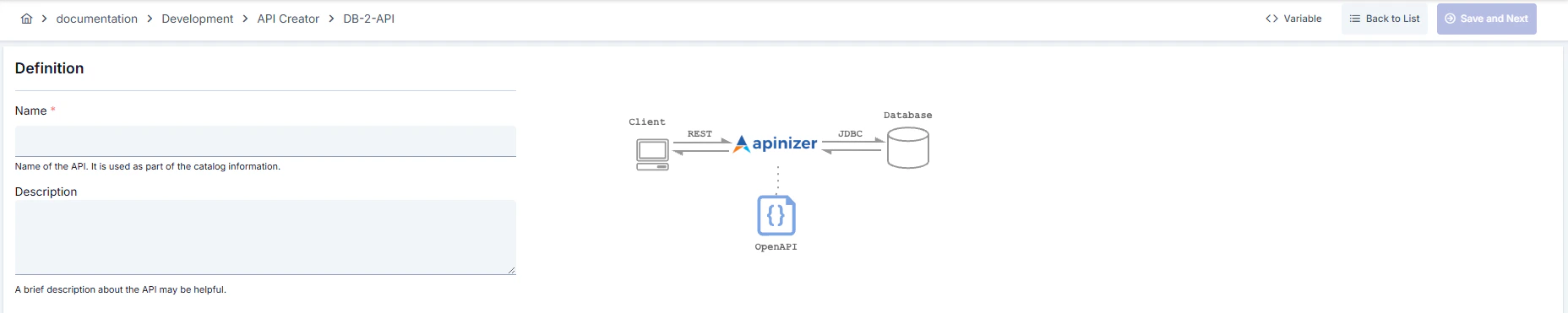Filling DB-2-API information