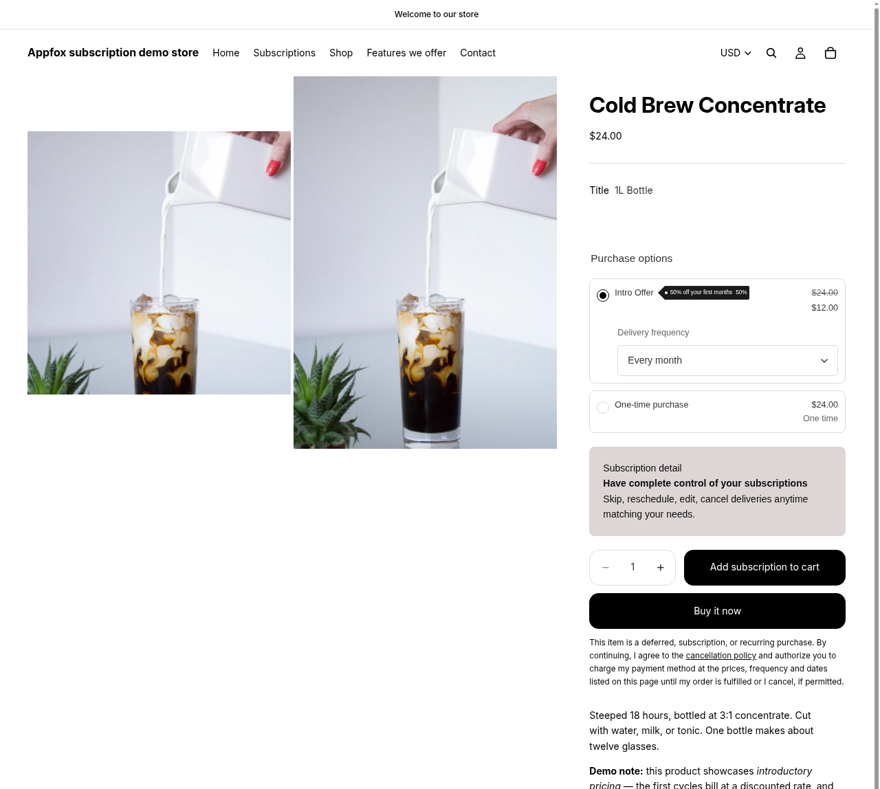 Product page showing Intro Offer with 50% off first months