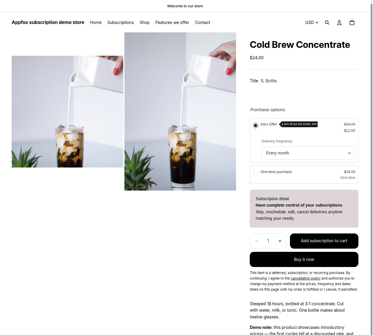 Product page showing Intro Offer with 50% off first months