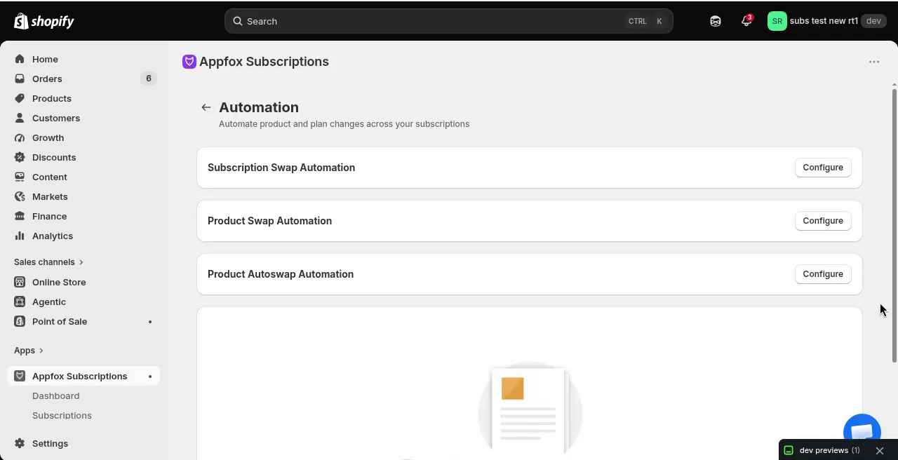 Automations page showing empty state