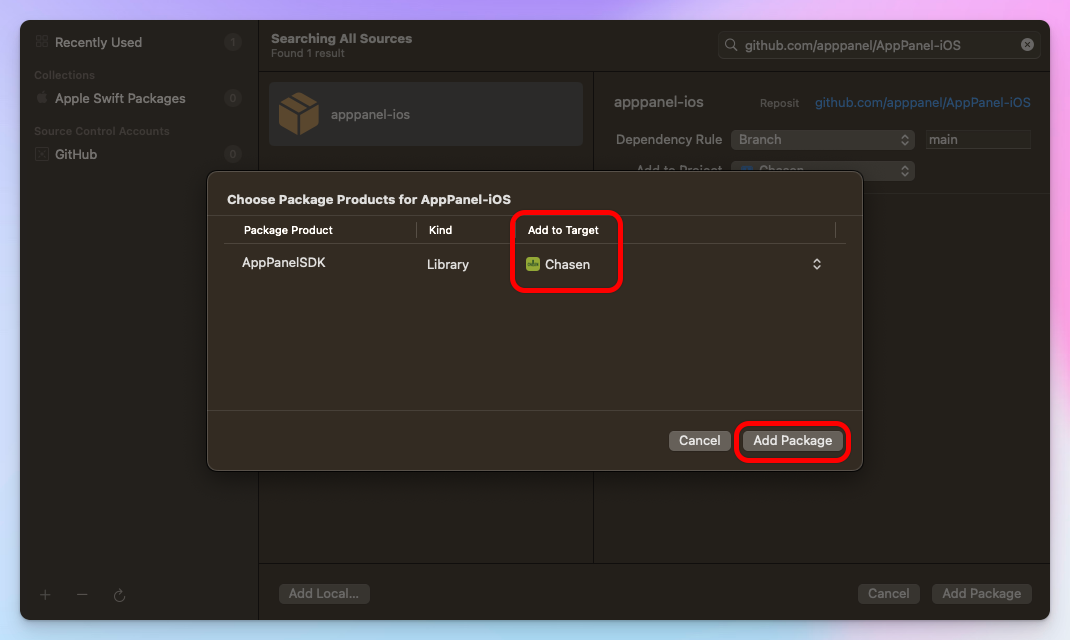 Select package version