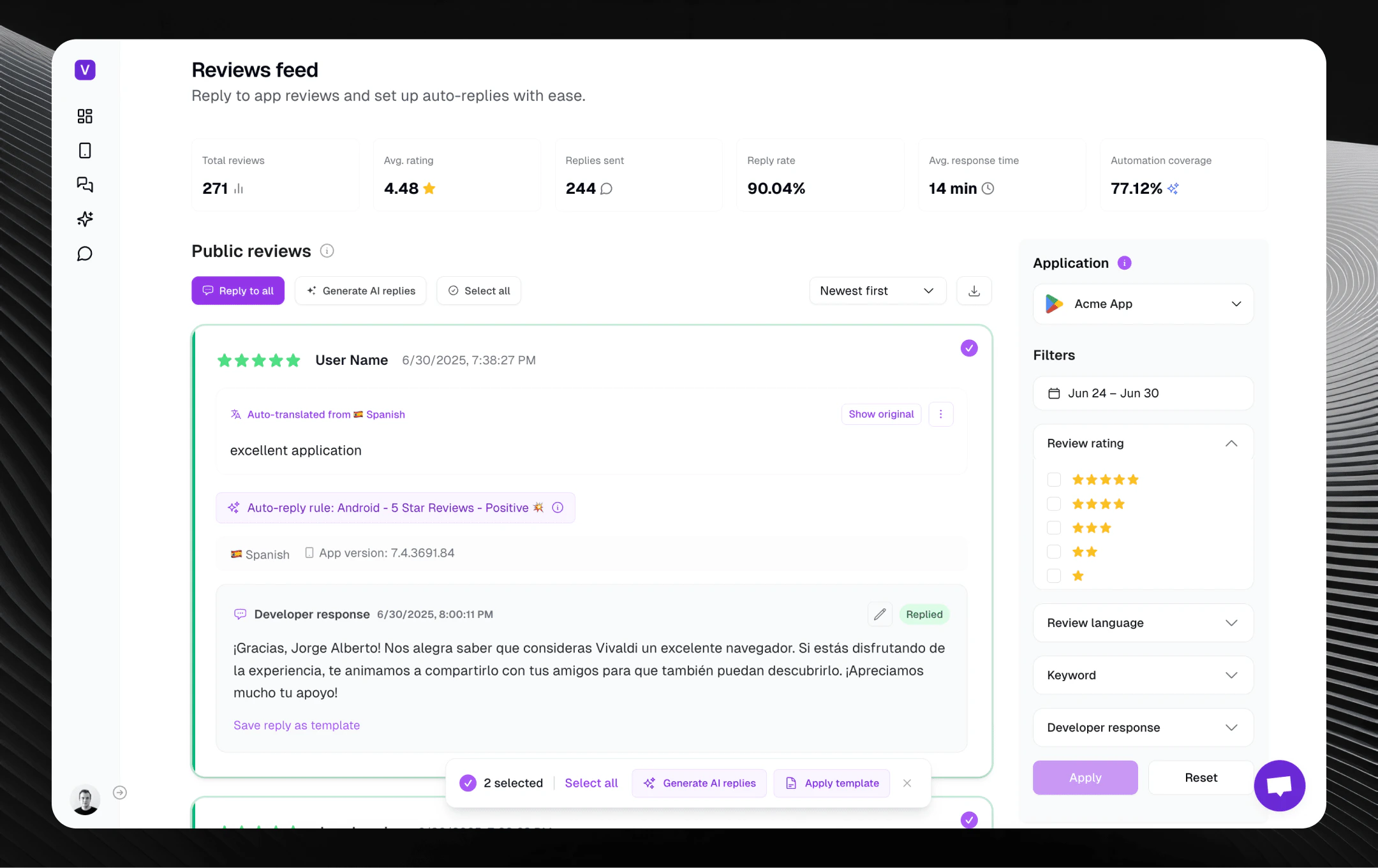 Manage Reviews Pn