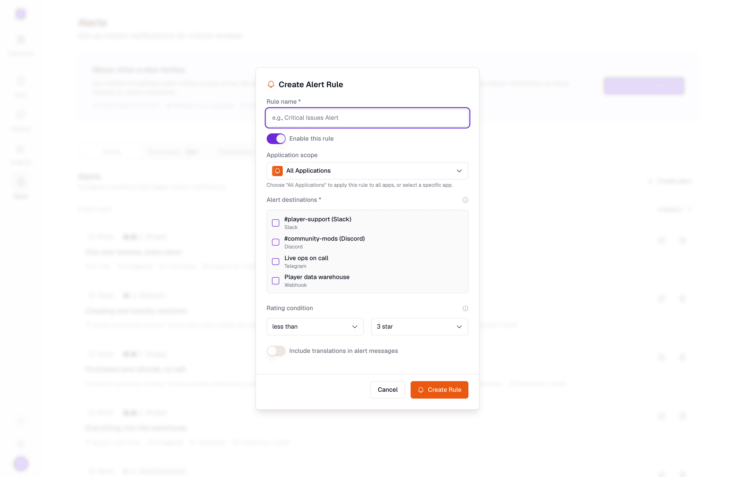 Creating an alert rule