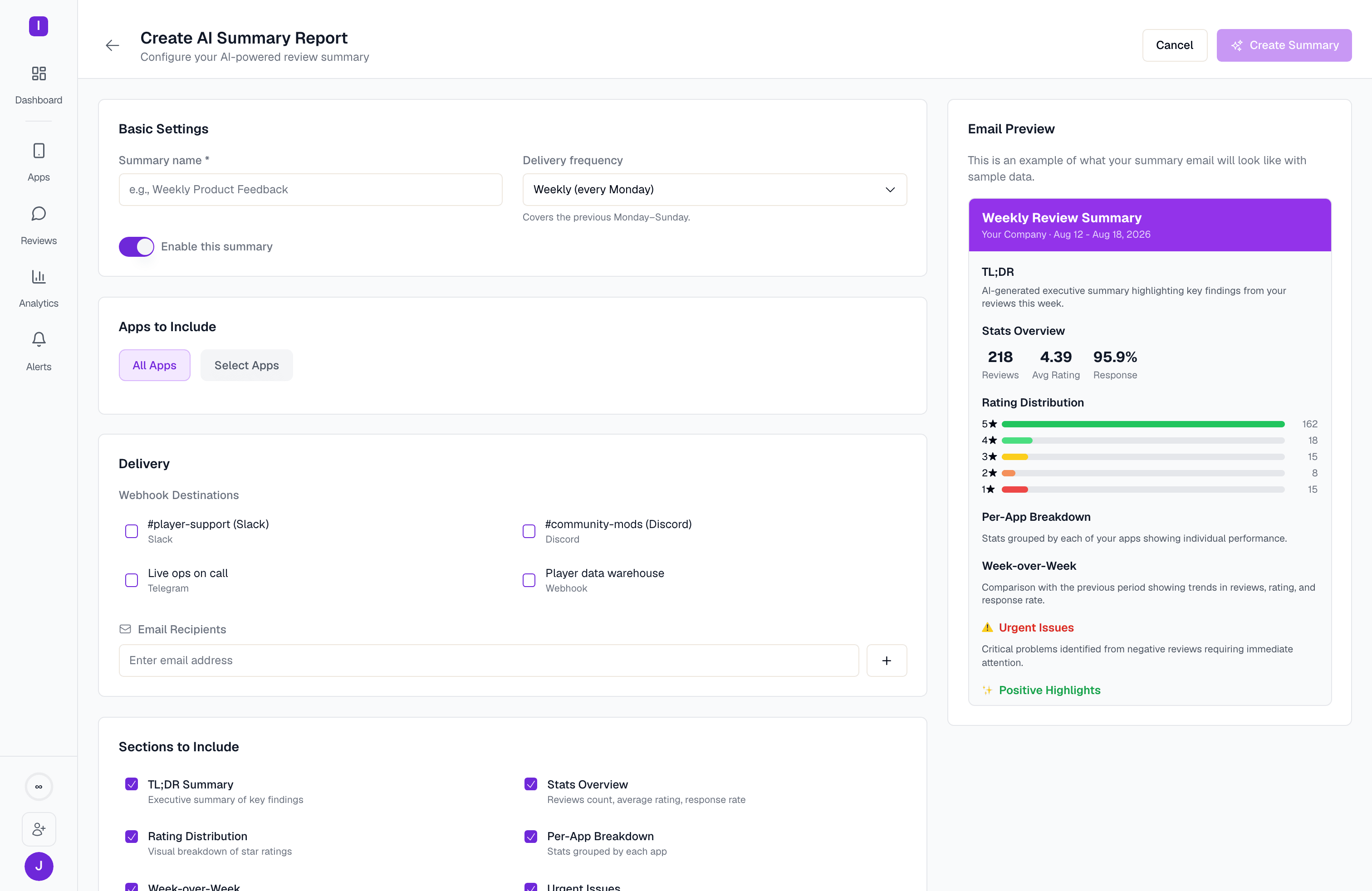 Creating a summary report