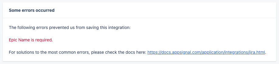 AppSignal Jira Integration Error