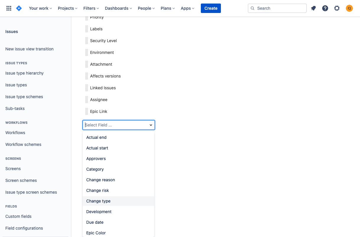 Jira Screen Config