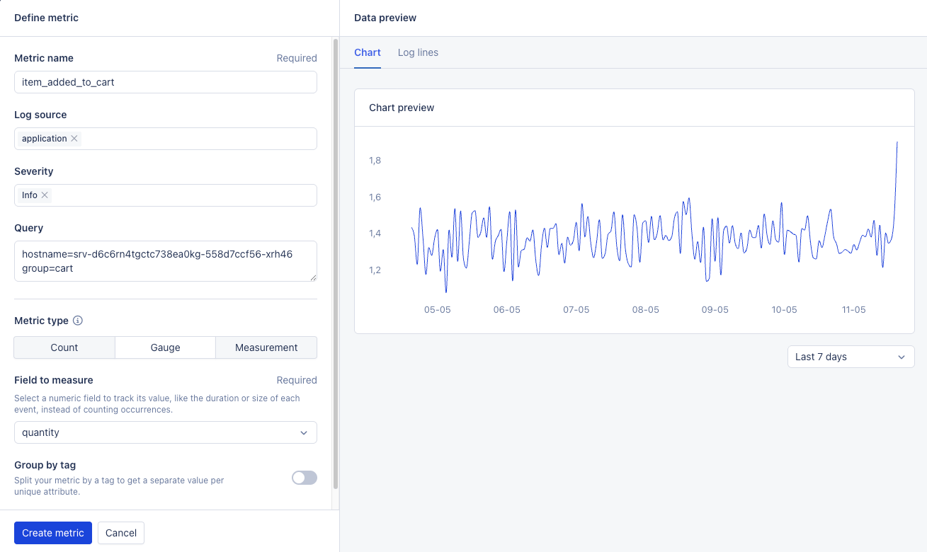 Create metric overlay with the Gauge chart preview