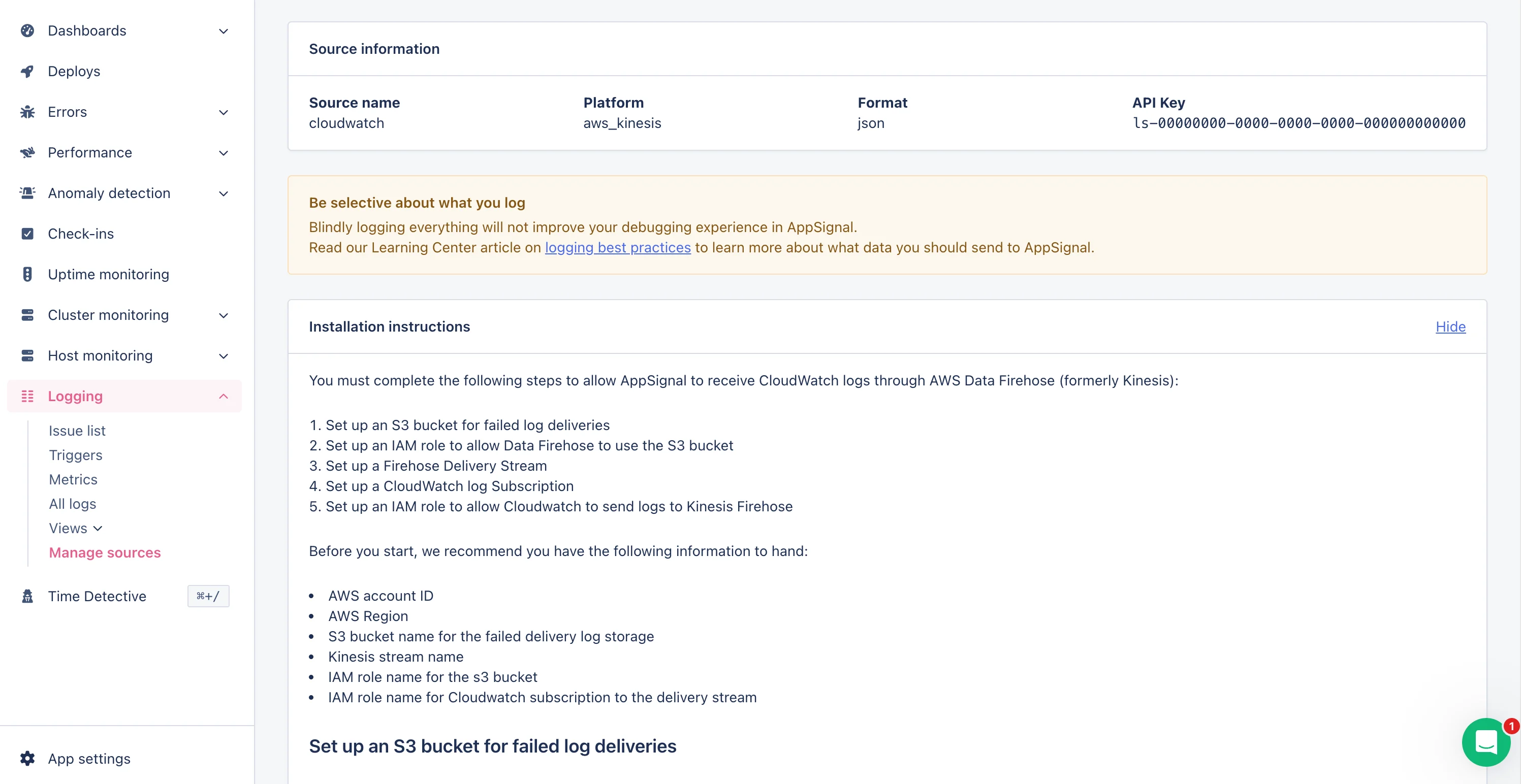 Screenshot of Source Management