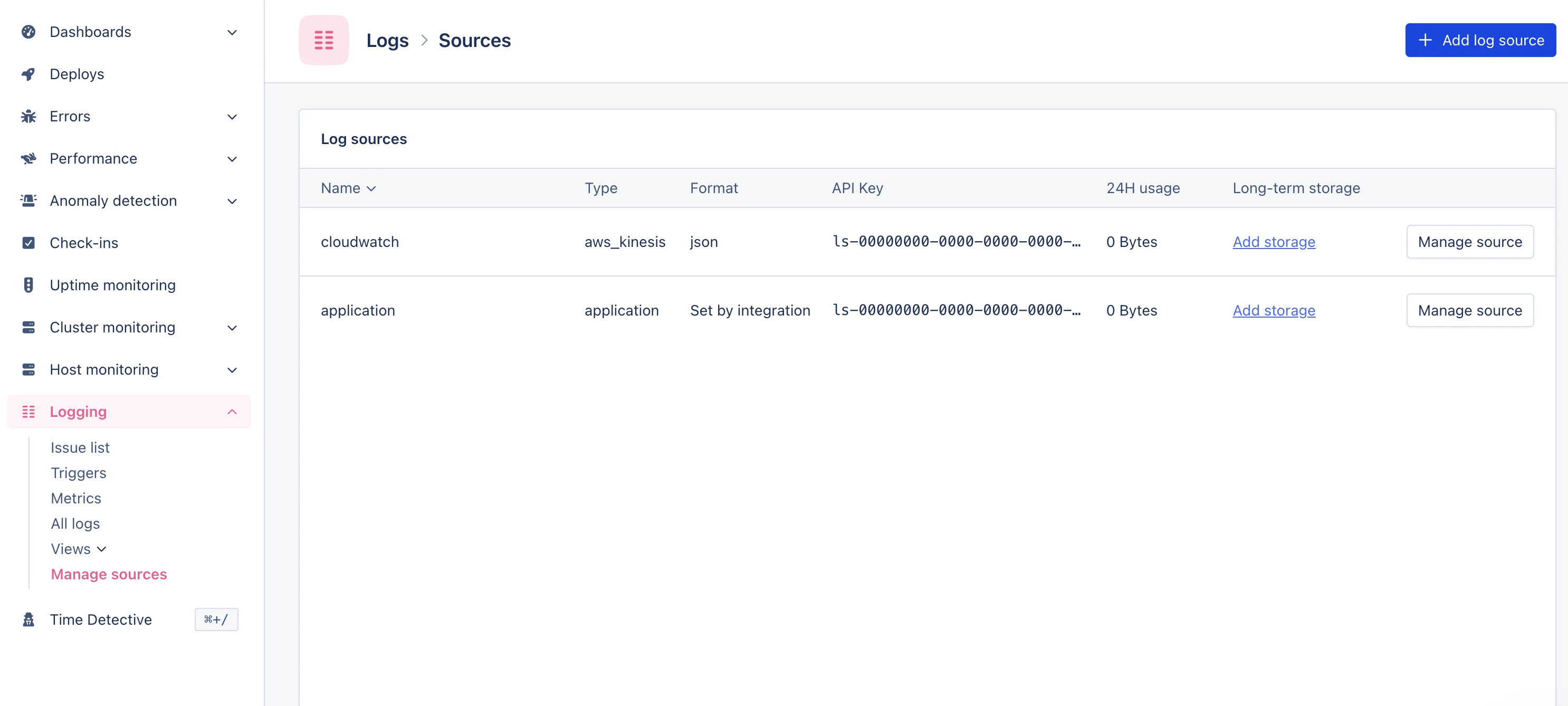 Screenshot of Source Management