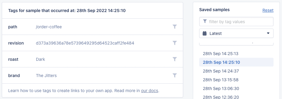 Screen shot of tags