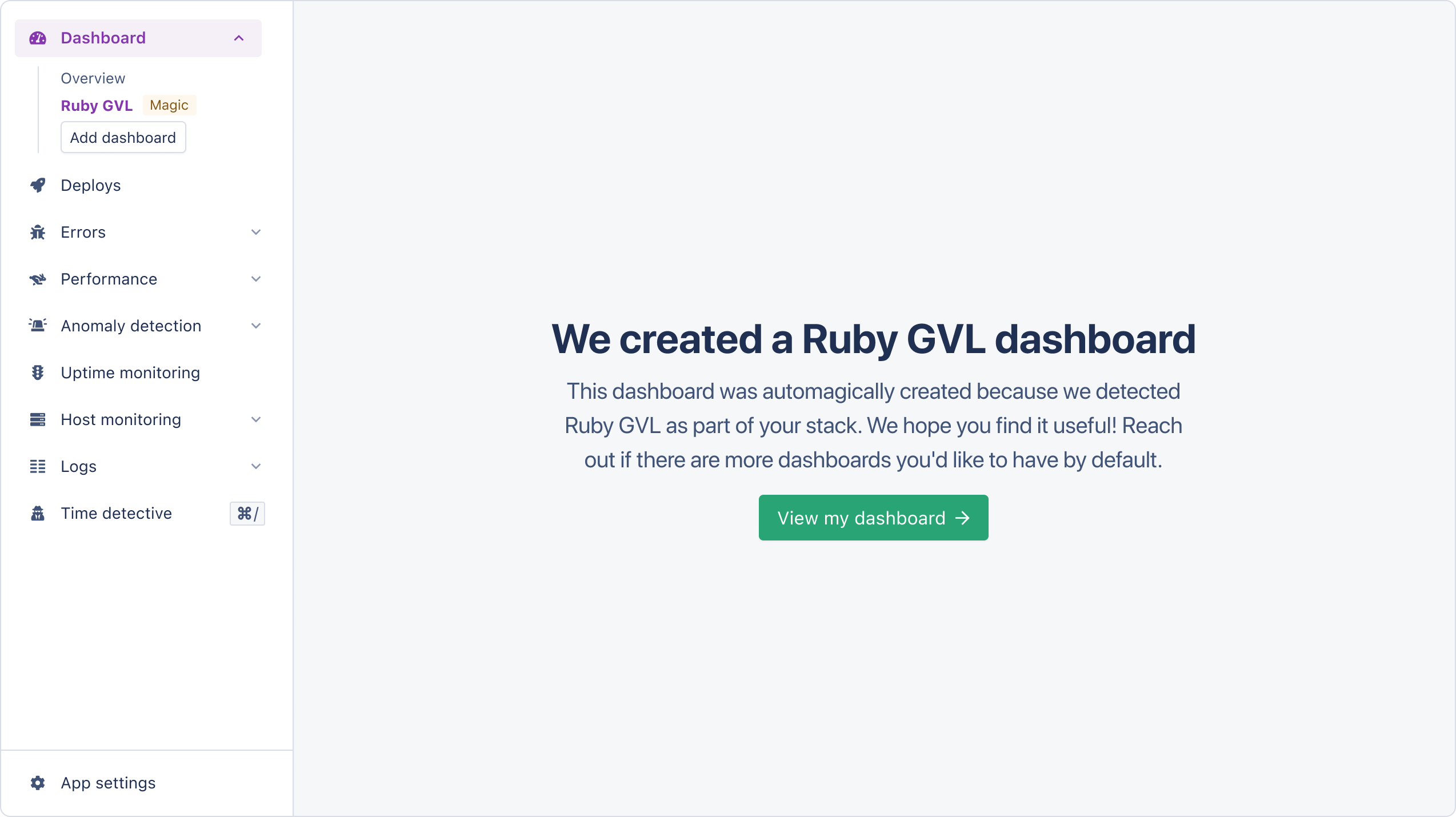 Ruby GVL Intelligence dashboard creation