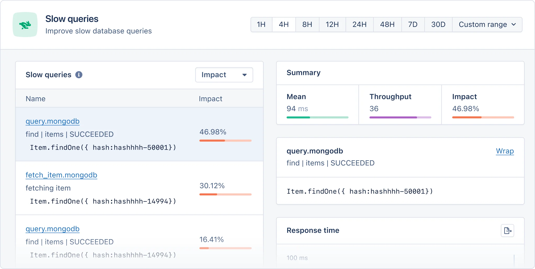 Example of AppSignal slow queries feature