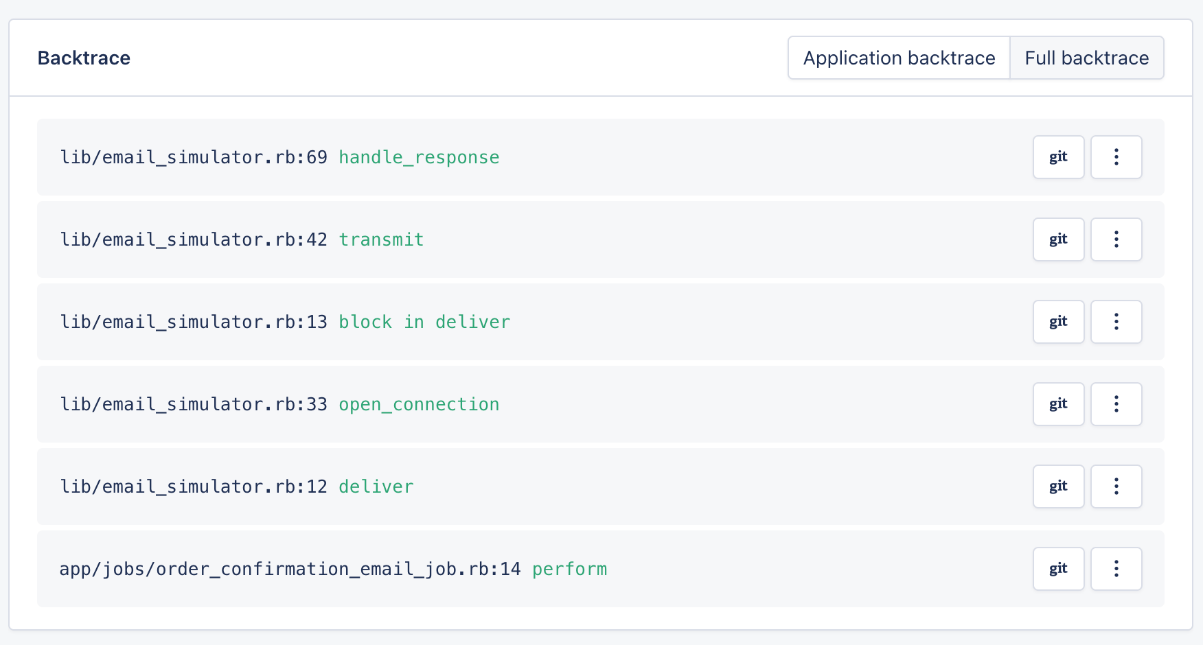 Backtrace with Git link