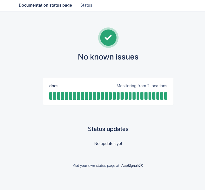 Screenshot of uptime monitoring page