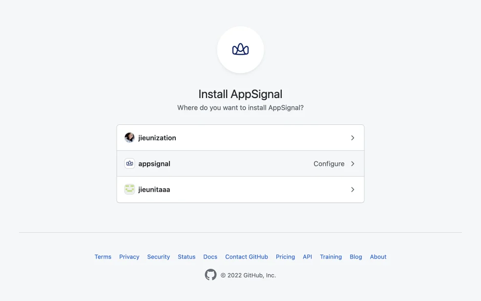 Select GitHub organization