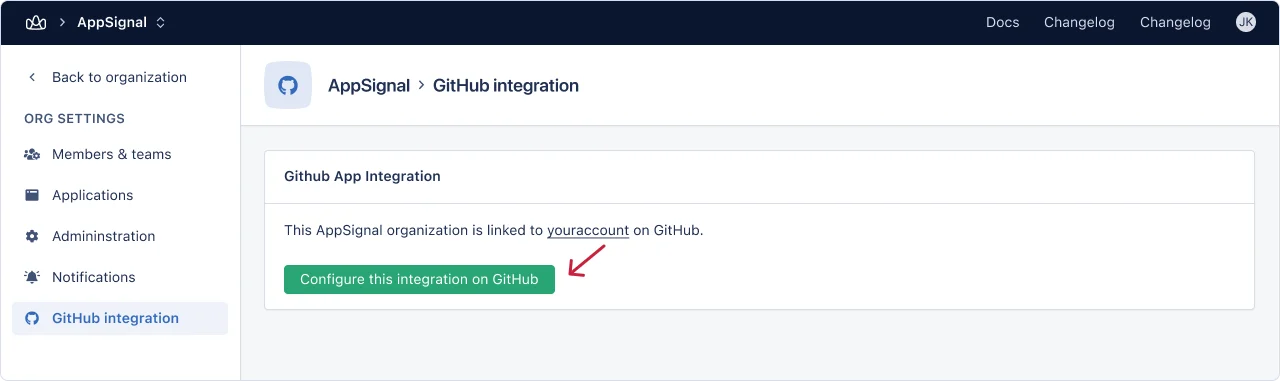 Re-configure GitHub integration