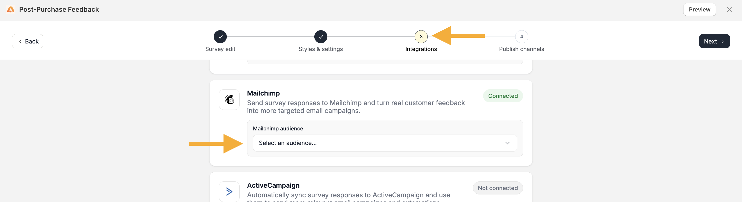 Mailchimp Integration List