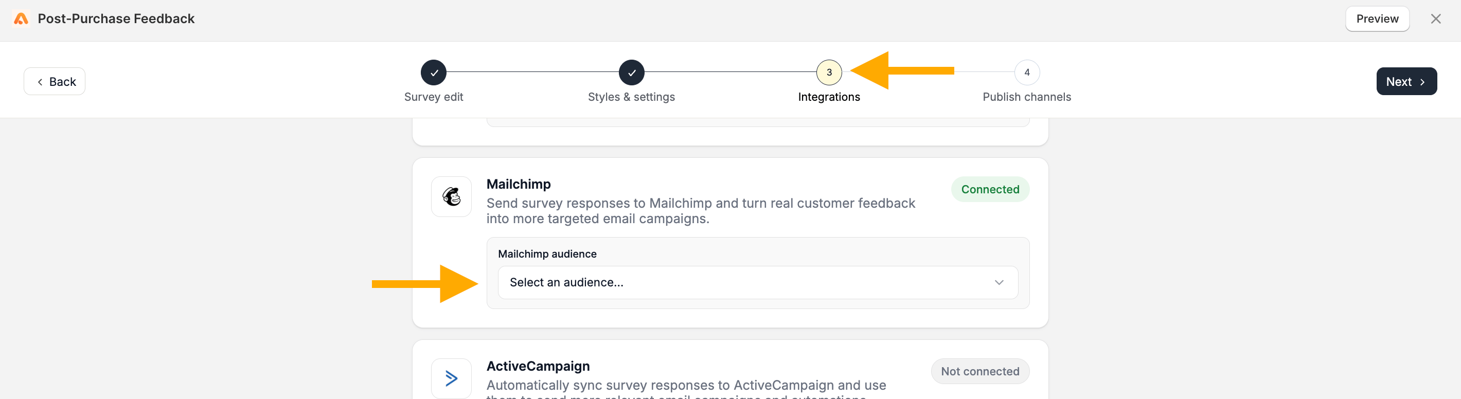 Mailchimp Integration List