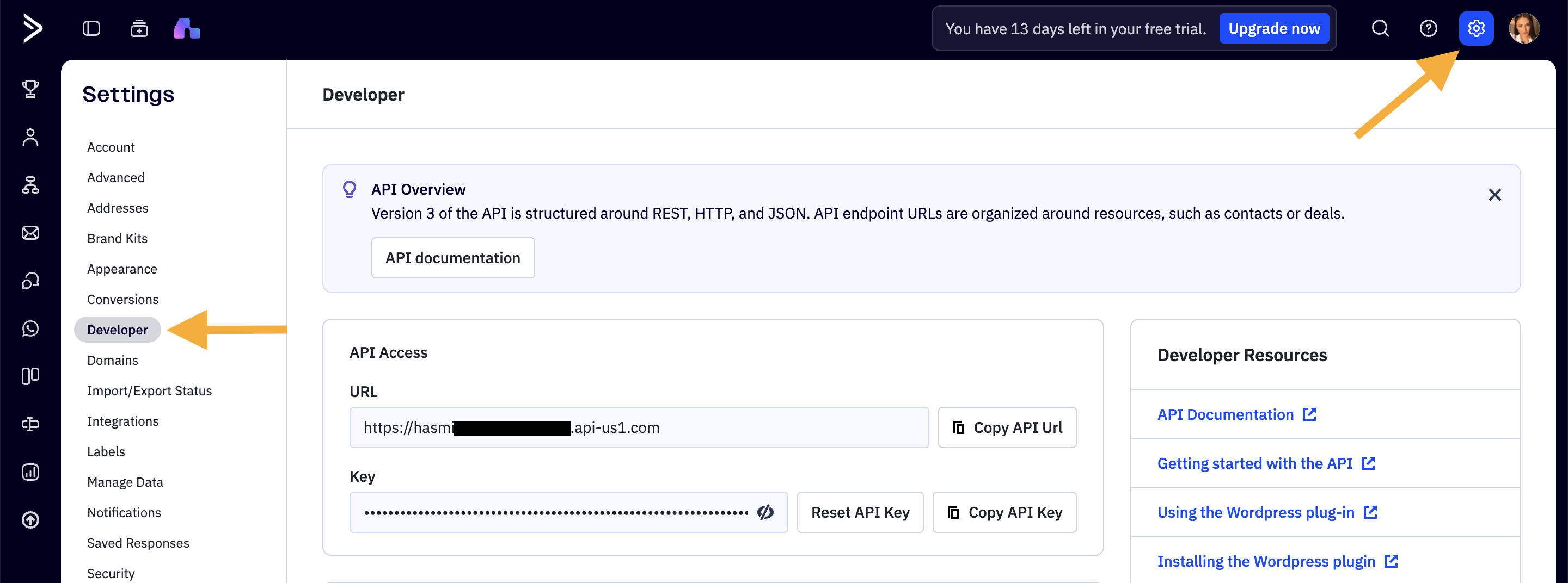 Developer Tab Activecampaign