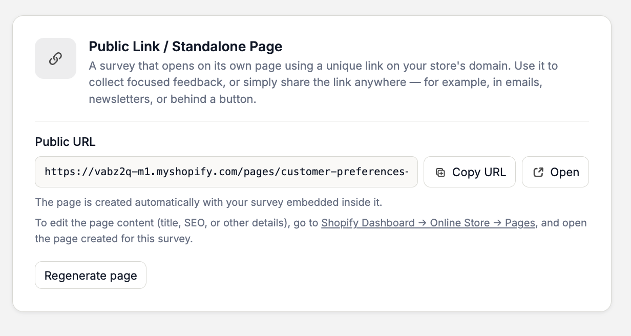 Generate Survey Page