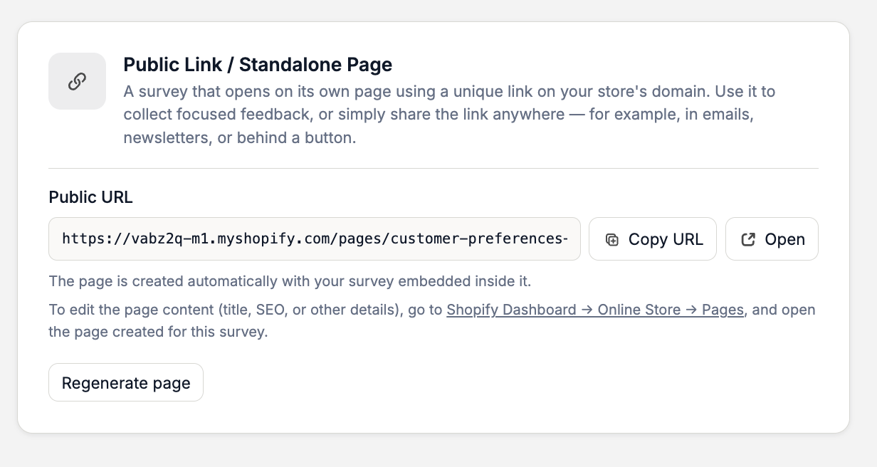Generate Survey Page