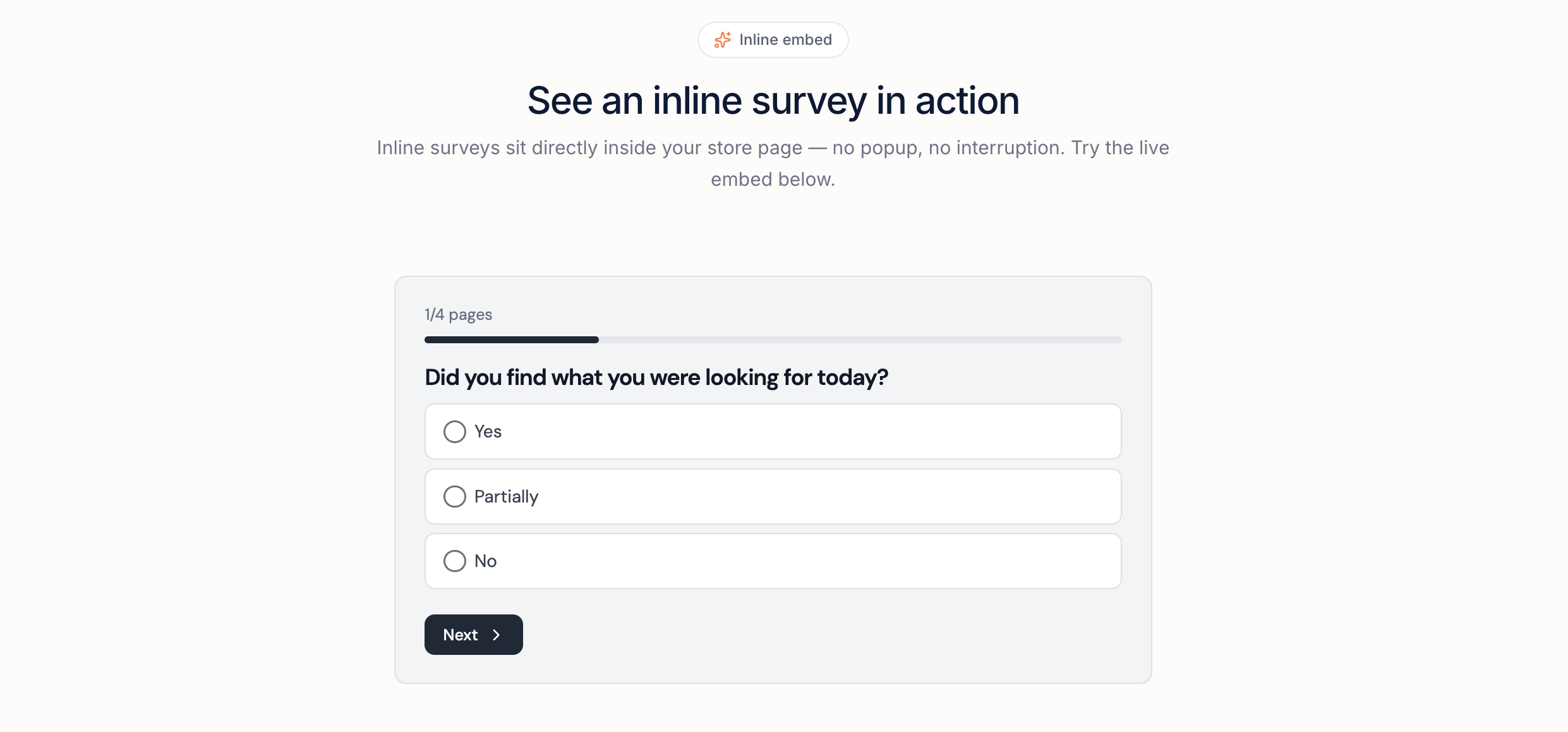 Inline Survey Example